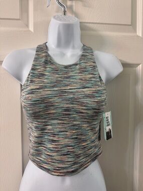 Girls Striped Multicolor Racerback Crop Tank Top - Size: Big girl (S/M)
